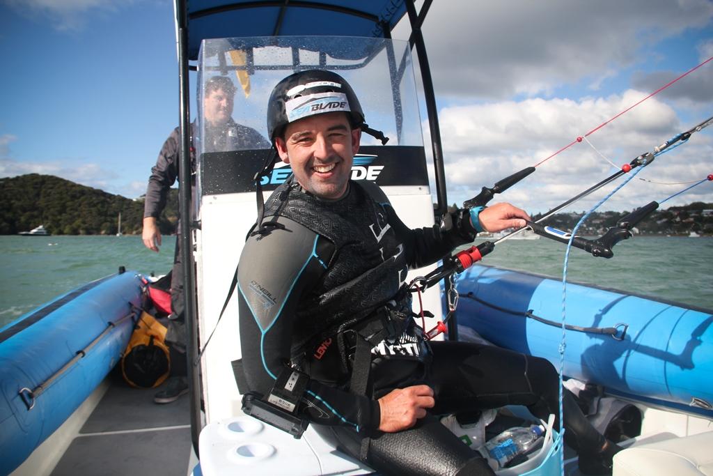 An elated Dave Robertson on completing the 2014 Coastal Classic on a Kite Board - 2014 PIC Coastal Classic © Charles Winstone